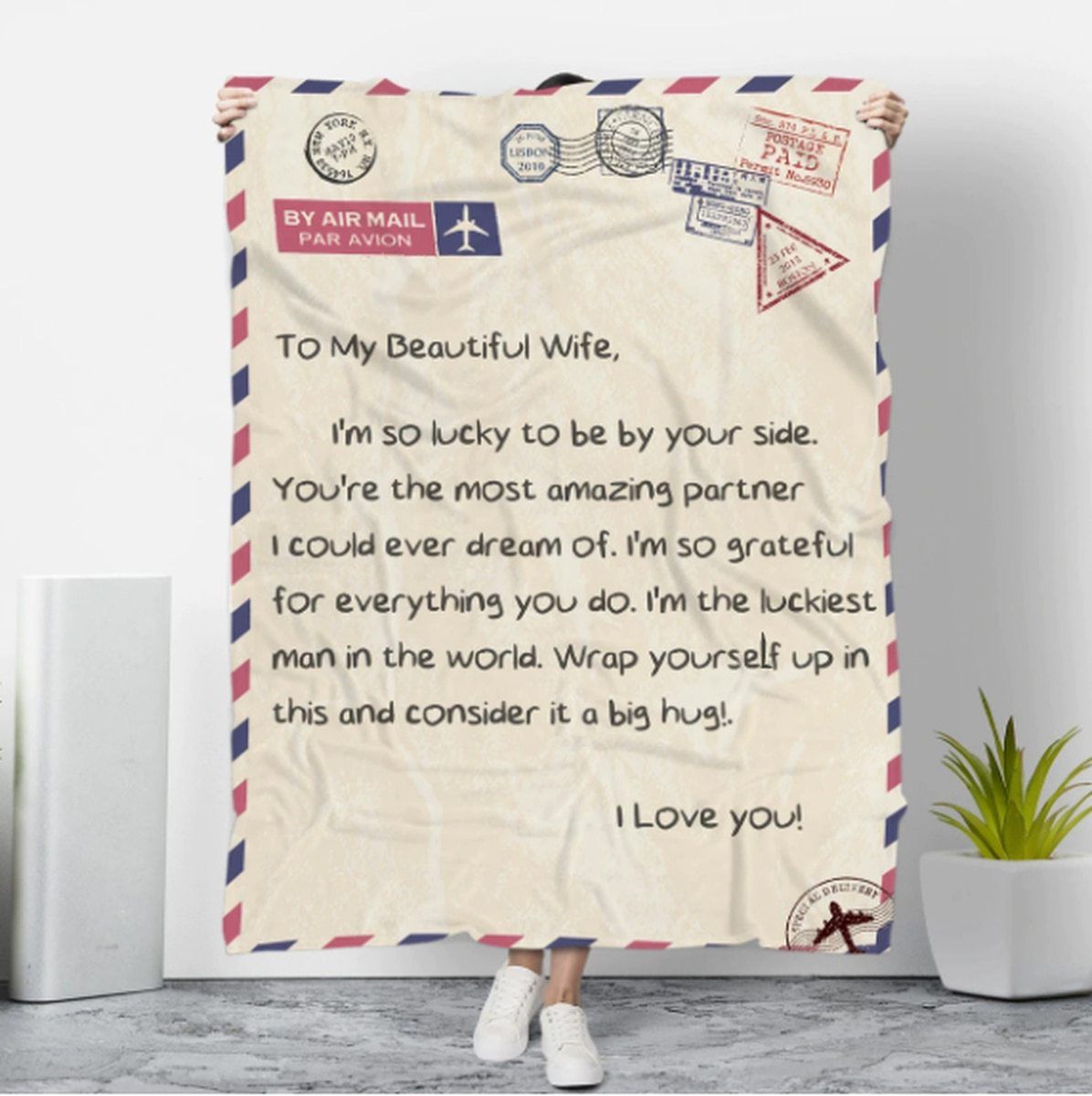 [Personalized Name] A Letter To Beautiful Wife I Love You  Fleece Blanket, Sherpa Blanket, Gift For Parent, Family Member, Friends Gift, Christmas Gift, Home Decor, Home Living