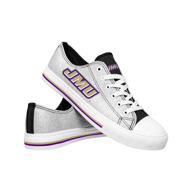 James Madison Dukes NCAA Womens Glitter Low Top Canvas Shoes