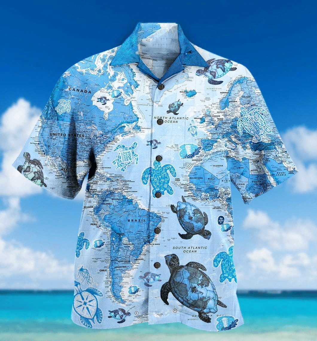 World Map Sea Turtles Hawaiian Shirts 3D Hawaiian Shirt