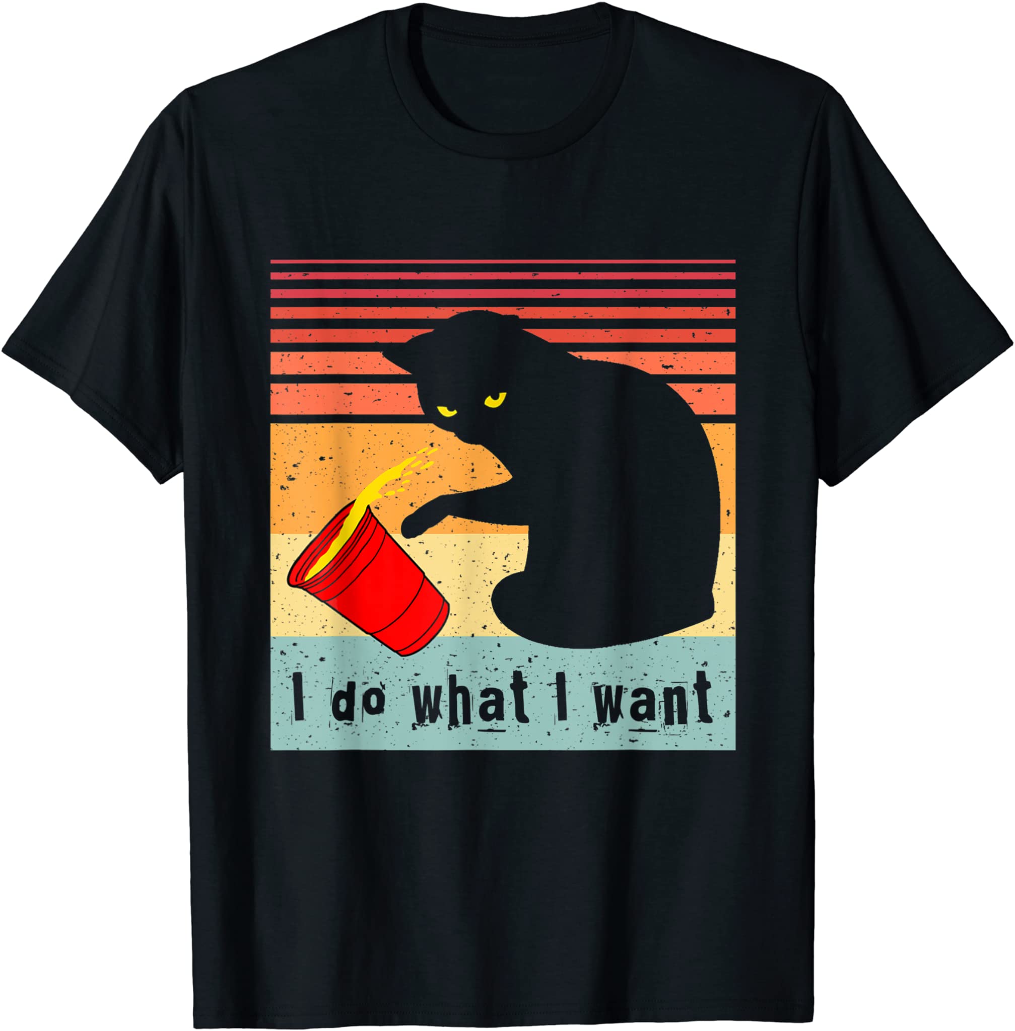 Do What I Want Vintage Black Cat Red Cup Funny My Cat T-Shirt