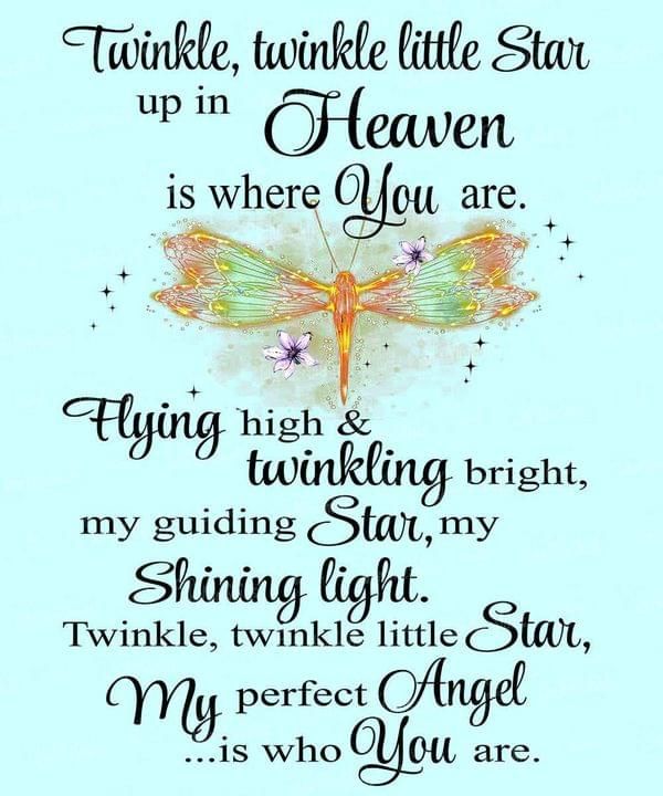 twinkle twinkle little star up in heaven is where you are dragonfly poster Tshirt Hoodie Sweater
