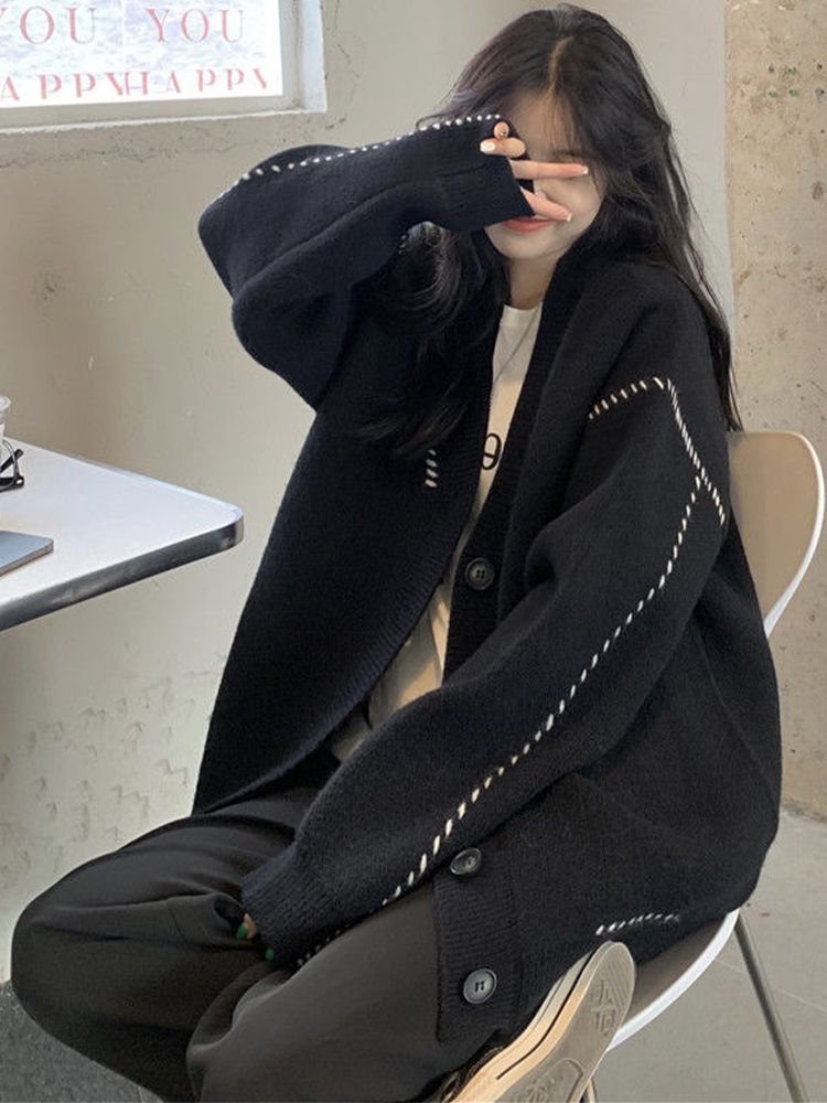 Sweater Cardigan Women Oversized Loose Coats Autumn Winter Sweet Jacket Korean Fashion College Style Cardigans Female Suéteres alx