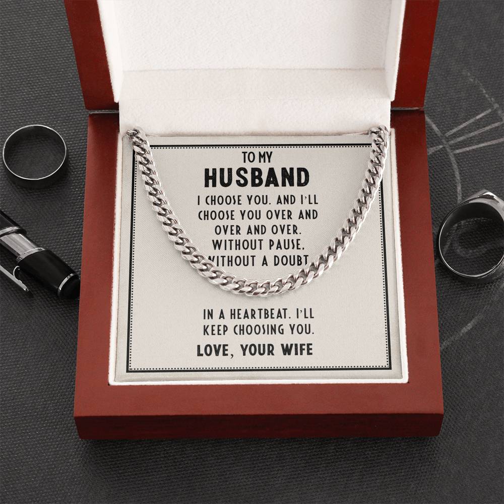 To My Husband, I Choose You Cuban Link Necklace