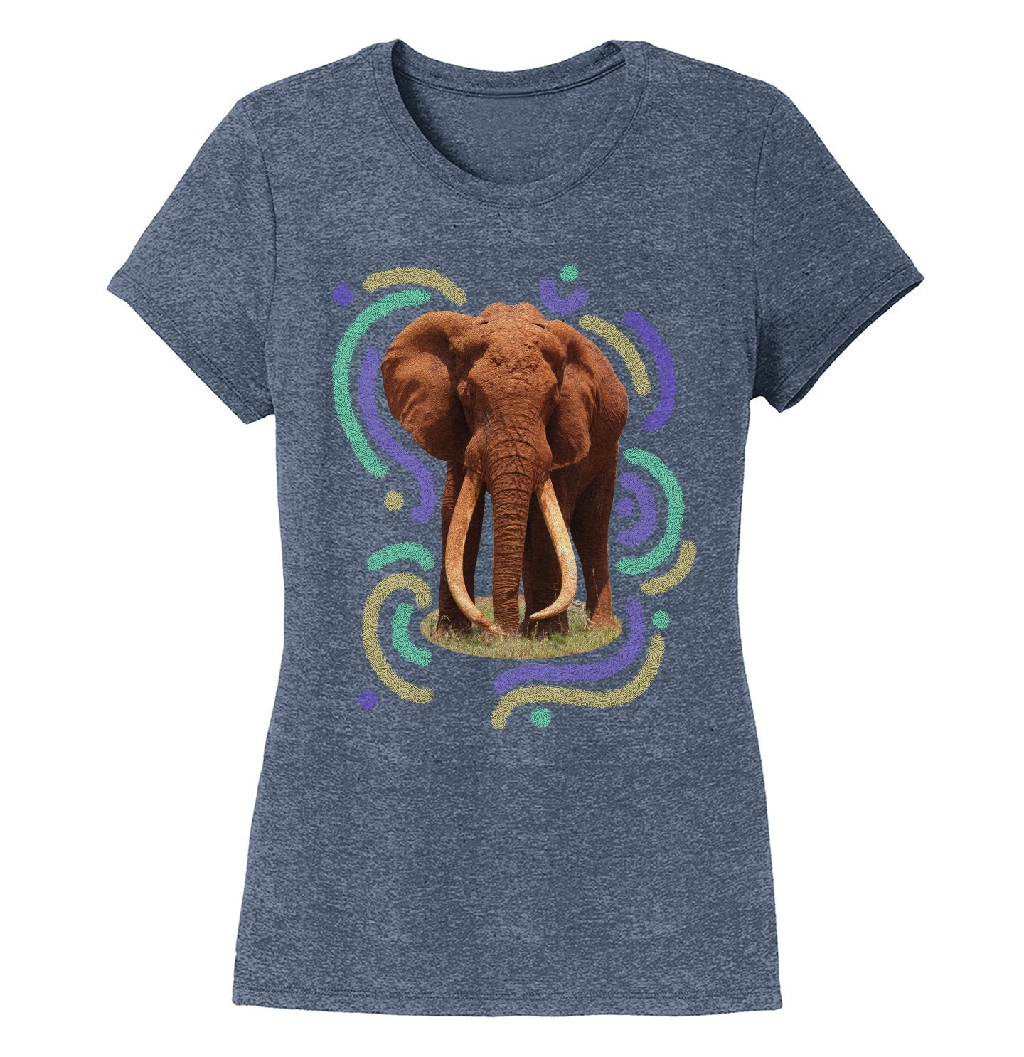 Wiggly Lines Elephant – Women’s Tri-Blend T-Shirt