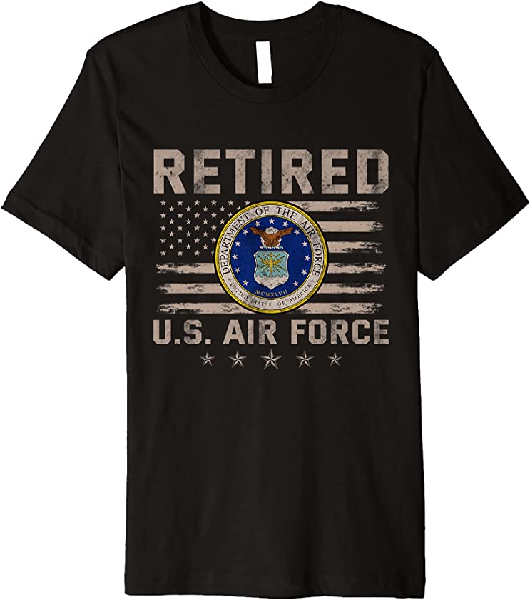 Vintage Retired US Air Force Veteran T-Shirt Patriotic Gift Premium T-Shirt