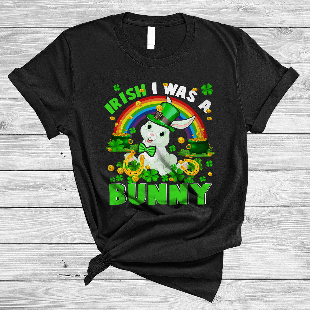 Irish I Was A Bunny Cute Happy St. Patrick’S Day Rainbow Shamrock Leprechaun Bunny Lover T-Shirt