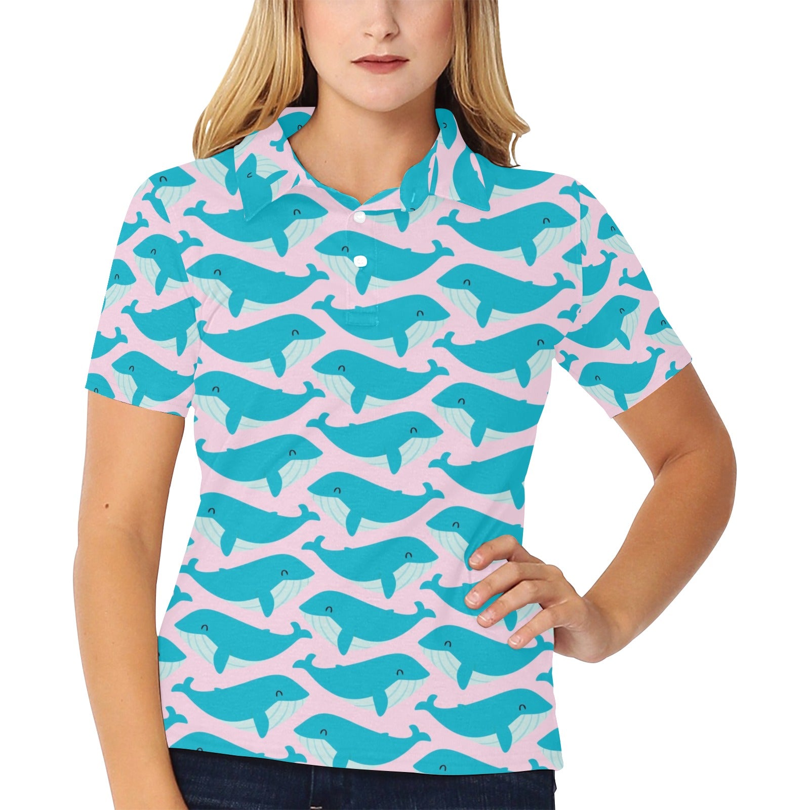 Whale Print Design Lks302 Women’S Polo Shirt