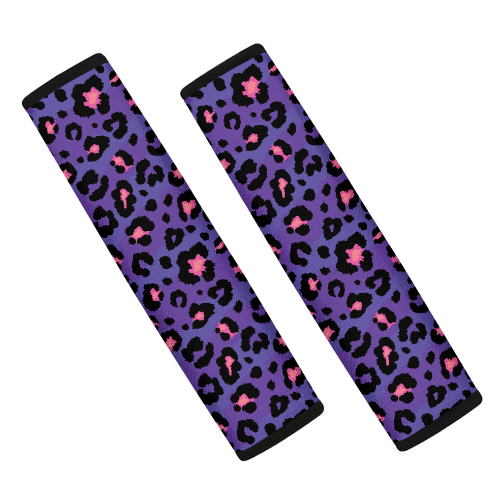 Purple And Pink Leopard Print Car Seat Belt Covers