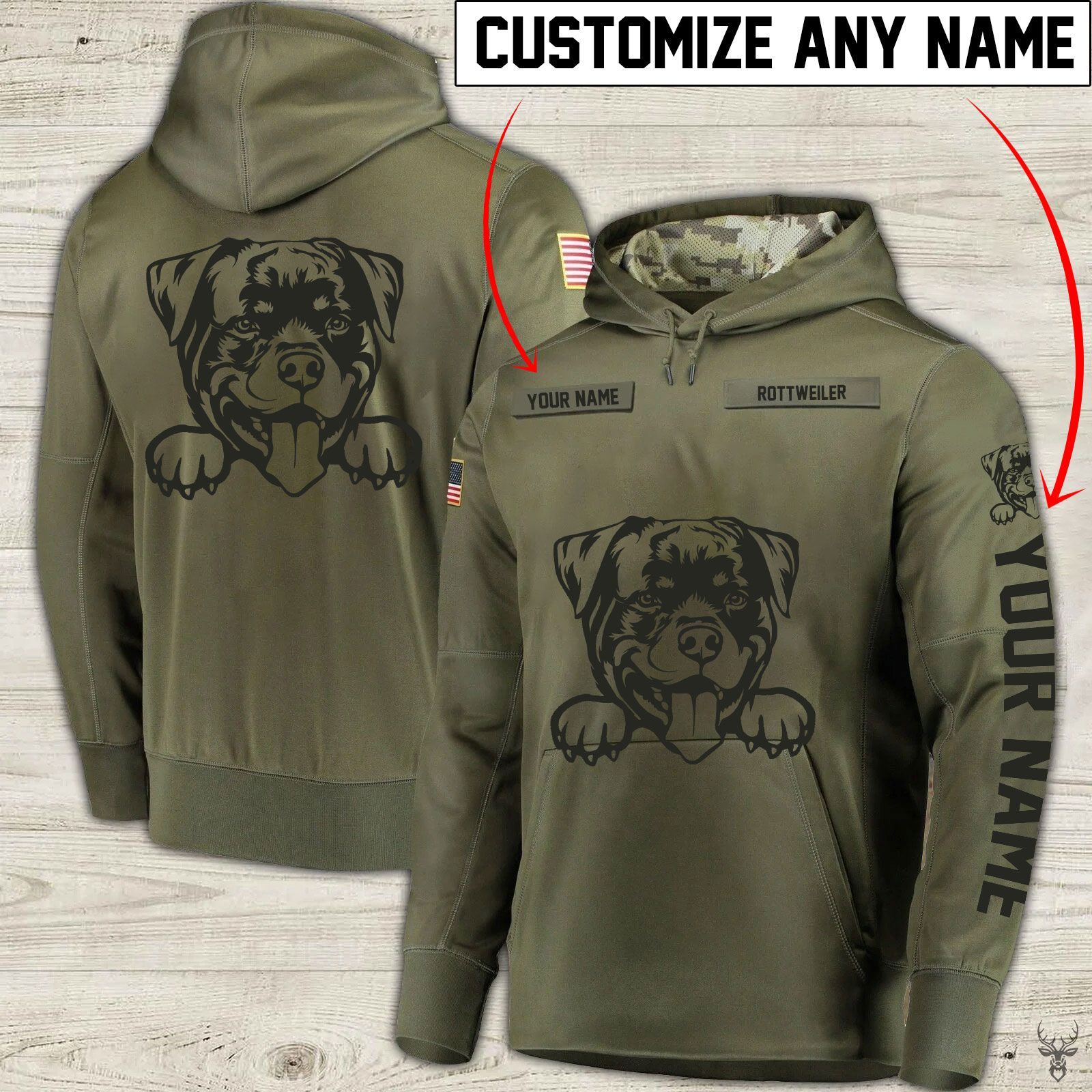 TJJ292009M93QU ROTTWEITER CUSTOM NAME PULLOVER HOODIE QQ