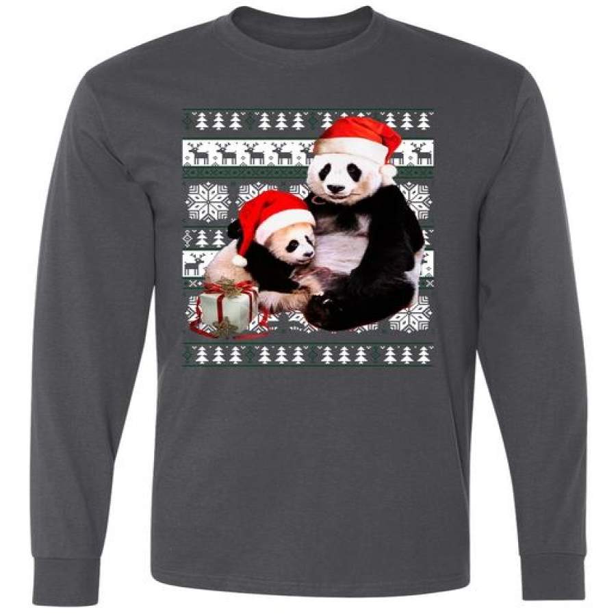 Ugly Christmas Sweater Panda Bears Long Sleeve T-Shirt