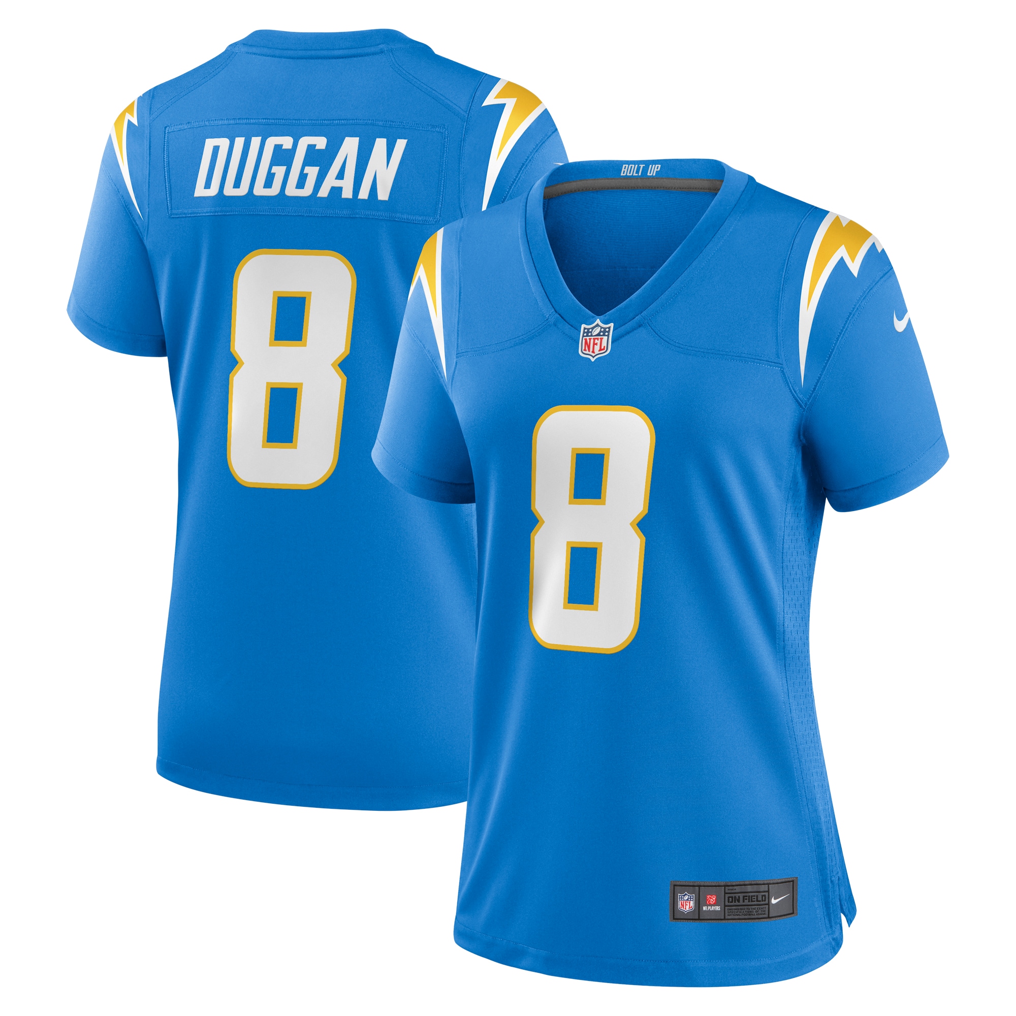 Max Duggan Los Angeles Chargers Women's Team Game Jersey – Powder Blue