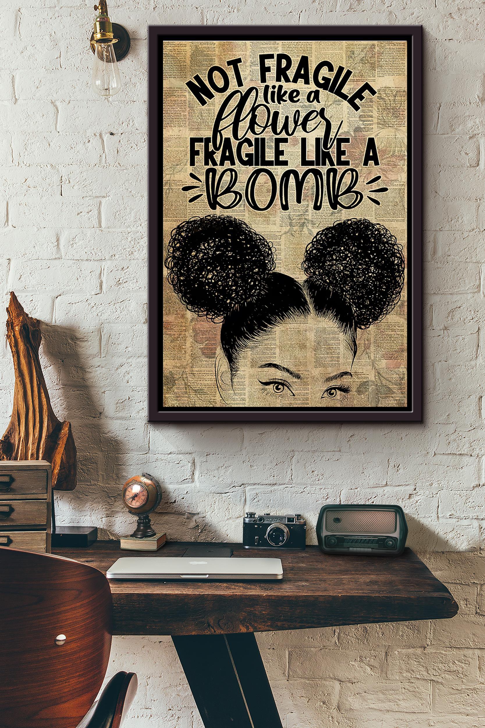 Black Queen Not Fragile Like A Flower Fragile Like A Bomb Dictionary Poster Framed Matte Canvas