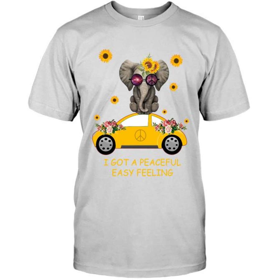 I Got A Peaceful Easy Feeling, Elephant Sunflower Floral Car, Peace Sign – Gildan Short Sleeve Shirt