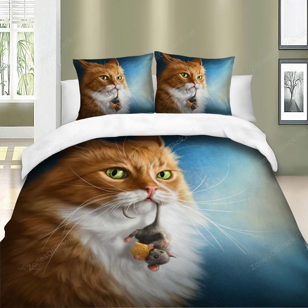 Yellow Animal Cat 3D Bedding Set Bedroom Decor