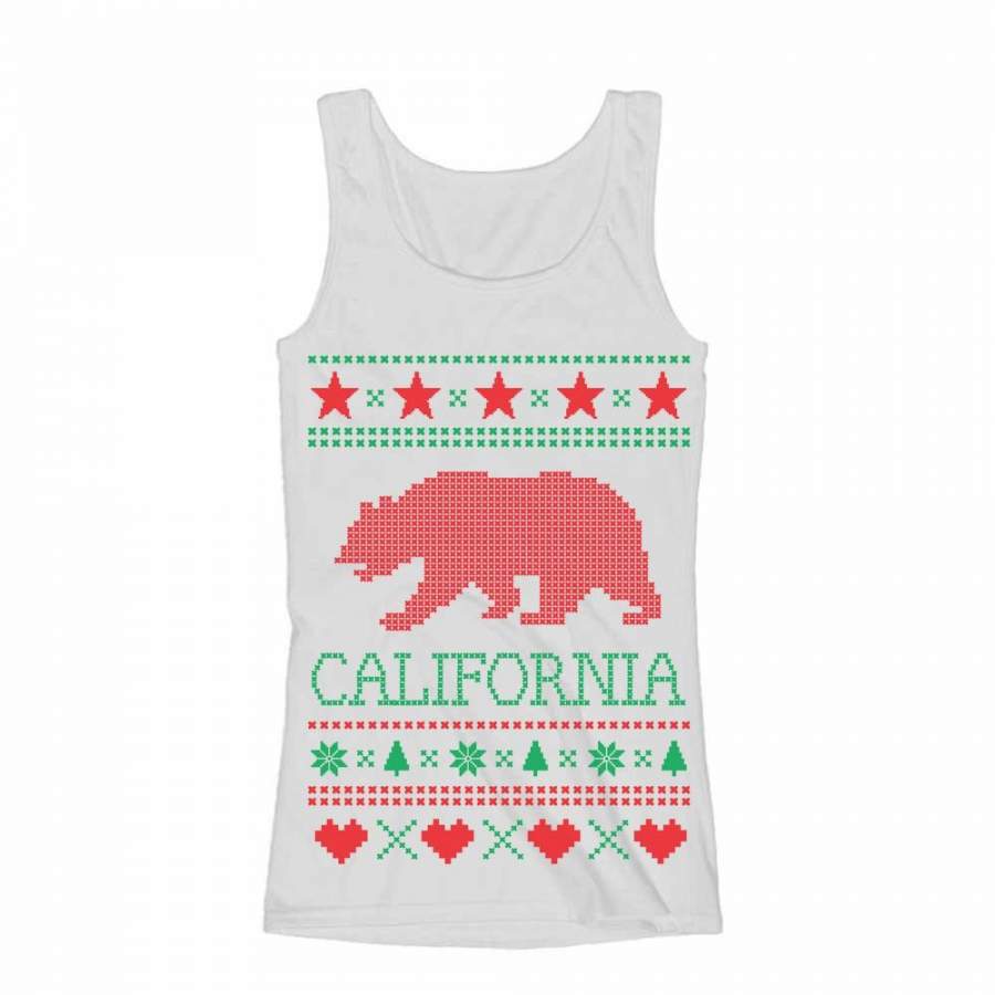 California Republic Bear Ugly Christmas Sweater Women Tank Top