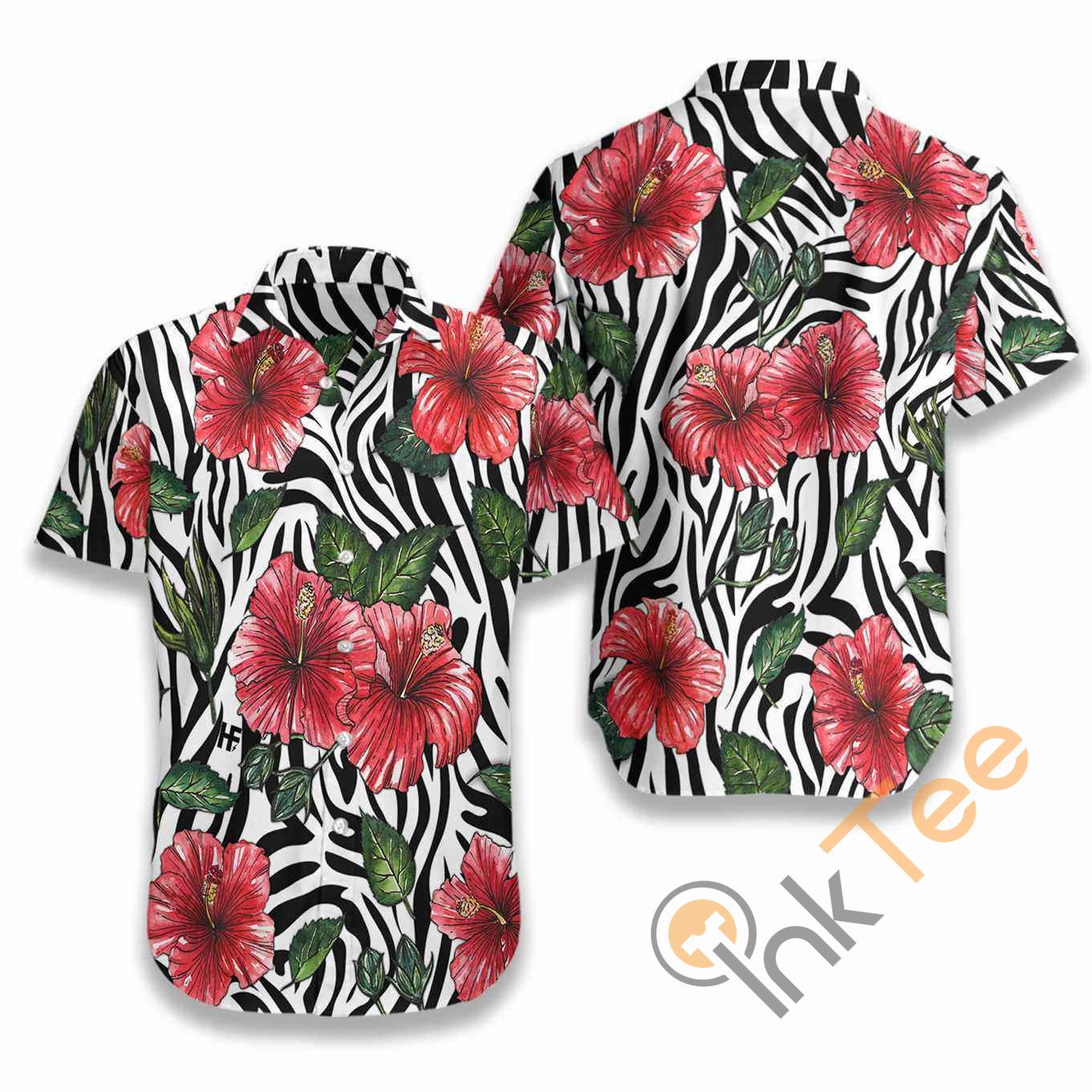 Hibiscus Zebra Watercolor Painting Art Hawaii Shirts Ha18399