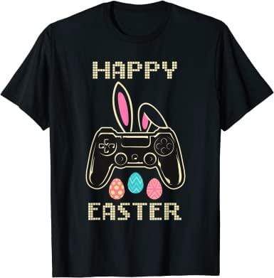 Video Game Easter Bunny Gaming Controller Gamer Boys Girls T-Shirt #V