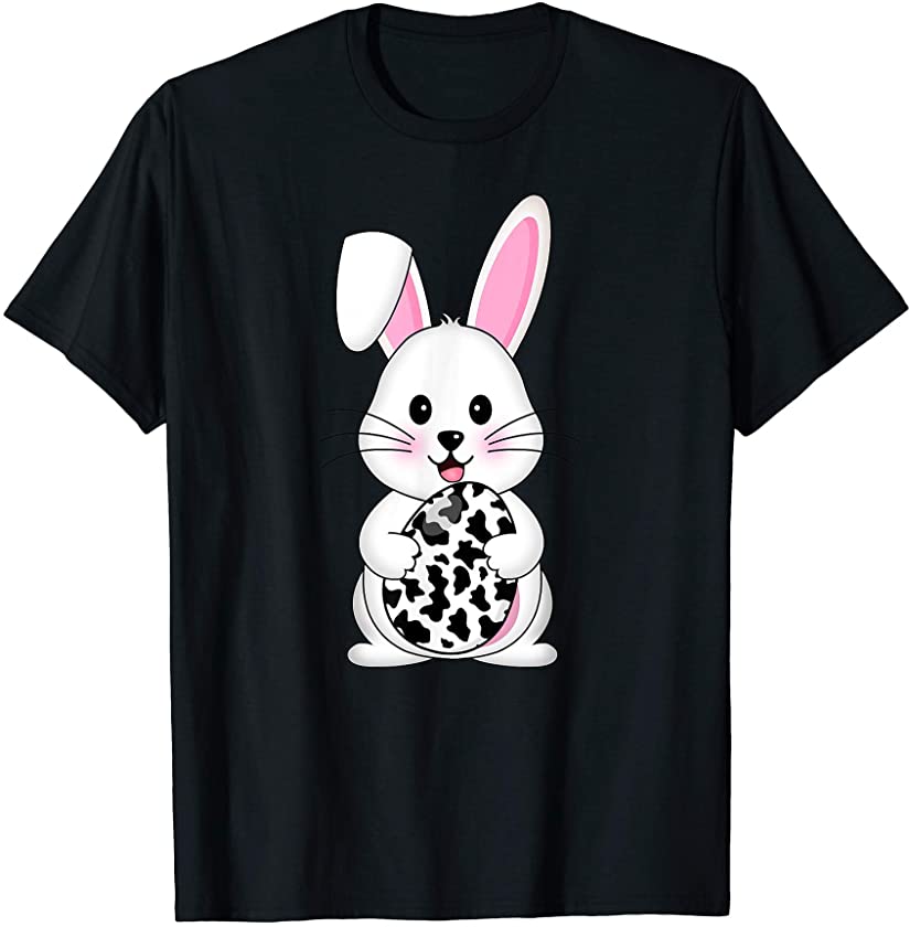 Cute Easter Egg Bunny Cow Print Costume For Boys And Girls T-Shirt