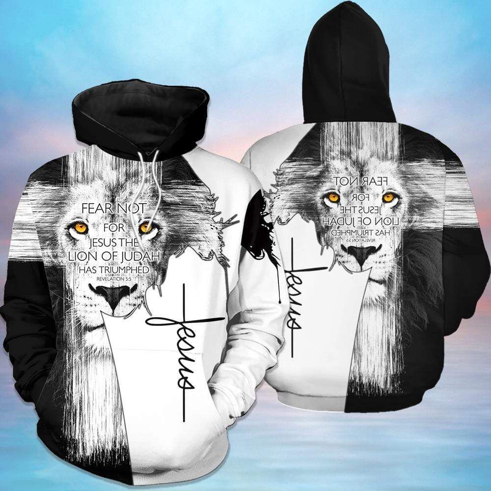 Lion Jesus Christian Black And White Cool 3D Printed Sublimation Hoodie Hooded Sweatshirt Comfy Soft And Warm For Men Women S to 5XL CTC16011214