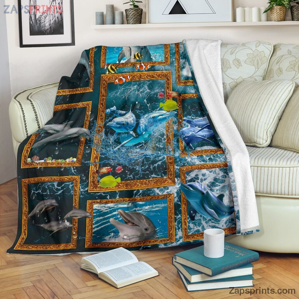 3D Ocean Dolphin Fleece Blanket – Cool Gift Ideas