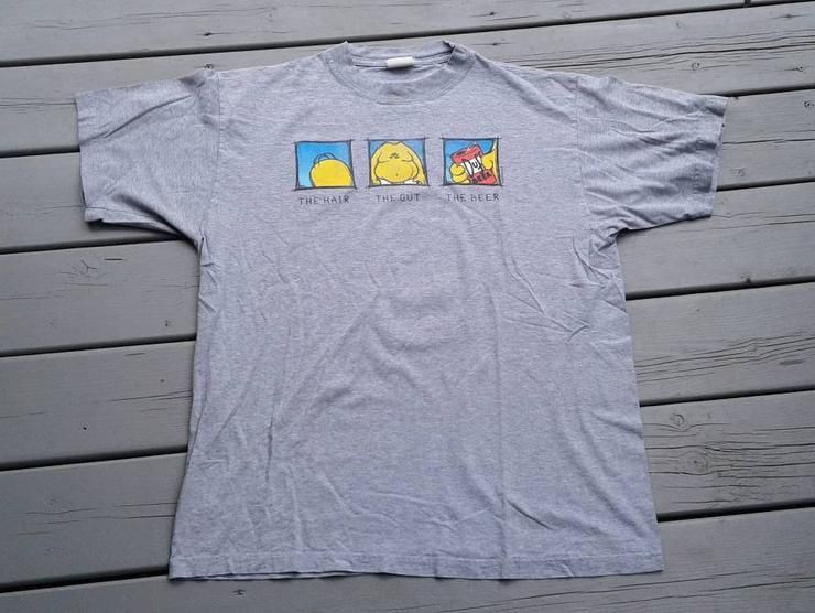 Vintage 1998 Homer Simpson The Man The Gut The Beer Grey Shirt