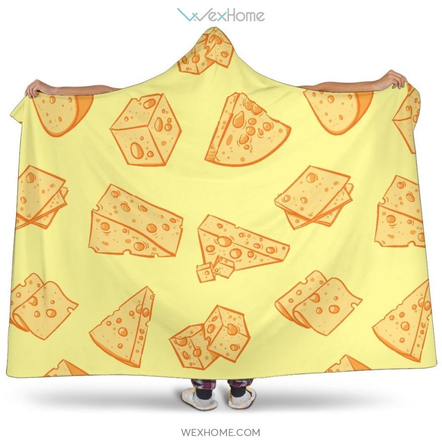 Cheese Design Pattern Hooded Blanket