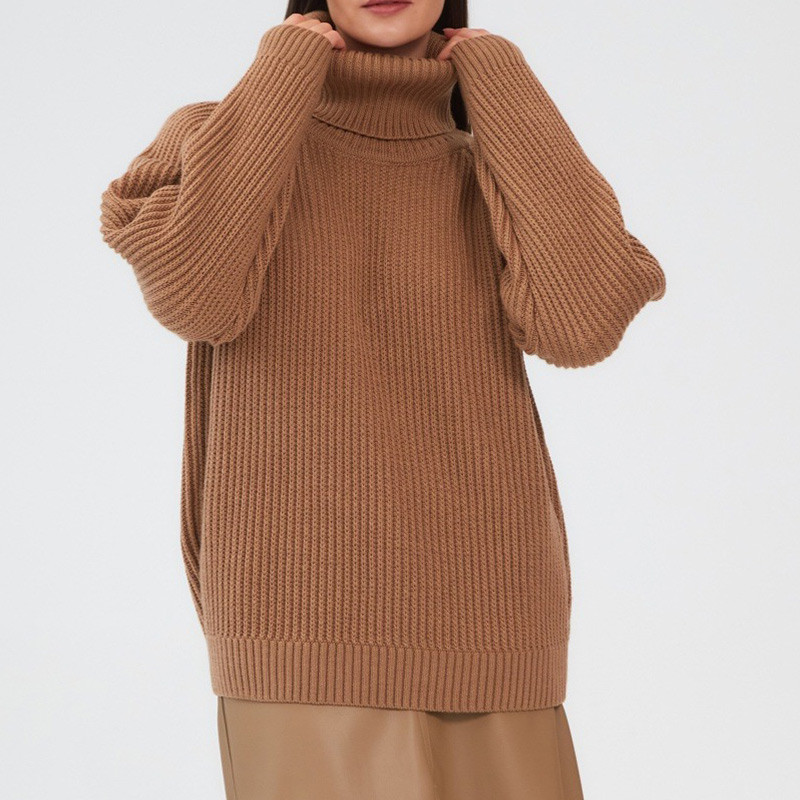 Women Turtleneck Sweater Oversized Elegant Thick Pullover Green Knitted Autumn Winter Female Jumper 2022 Long Sleeve Sweaters alx