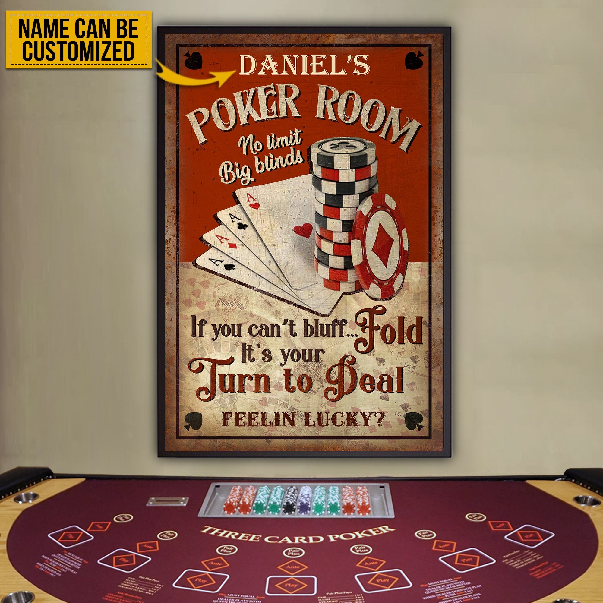 Aeticon Gifts Personalized Poker Room Fellin Lucky Canvas Mom Dad Gift Home Decor