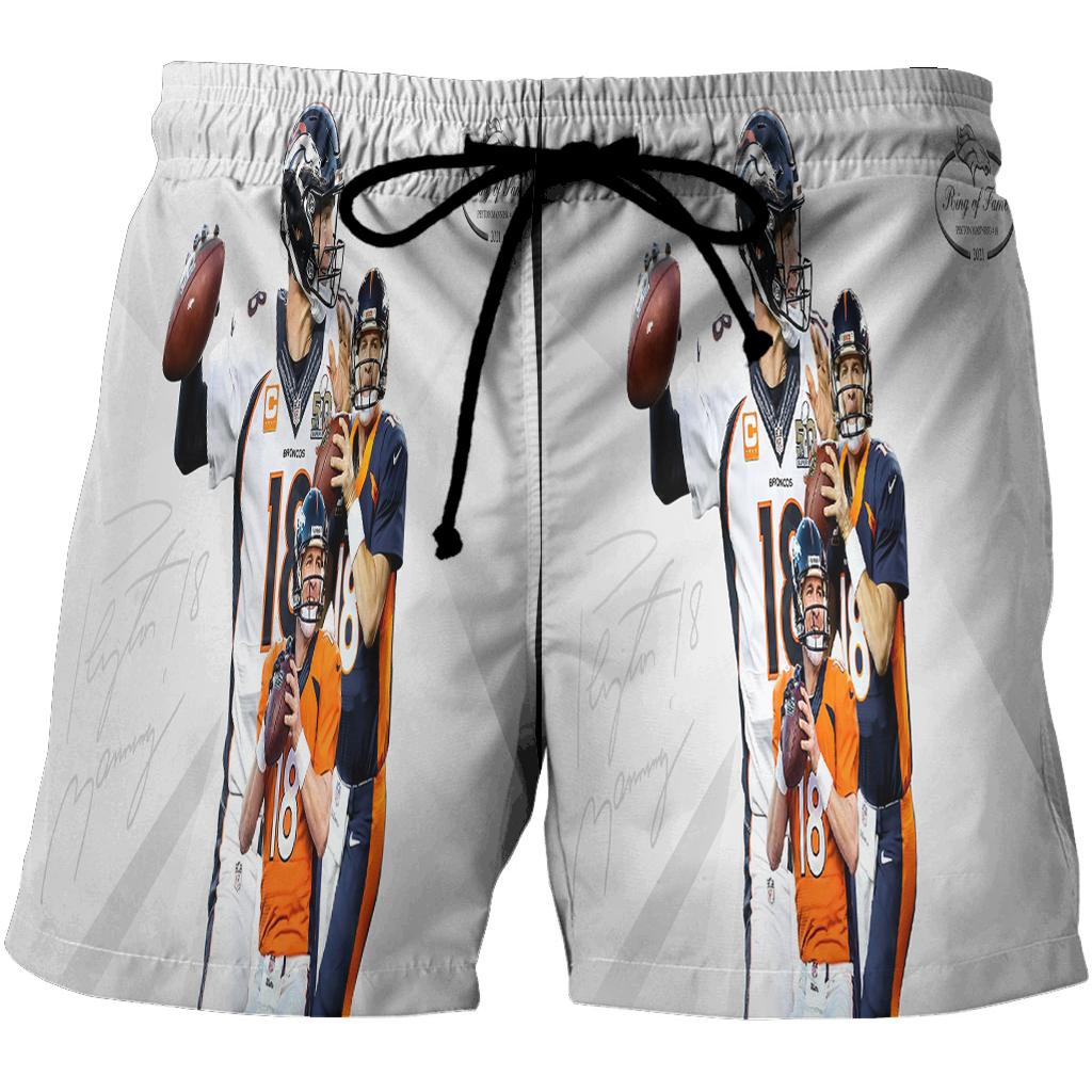 Denver Broncos 18 Peyton Manning V50 3D All Over Print Summer Beach Hawaiian Short