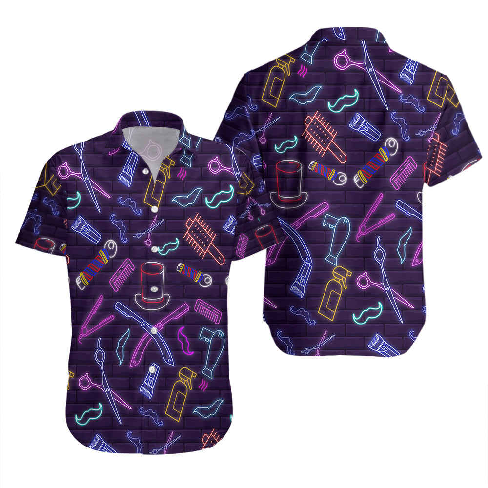 Barber Shop Neon Hawaii Shirt For Men And Women Adult Ha47001