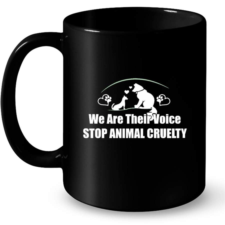 We Are Their Voice Stop Animal Cruelty, Dog Lover – Full-Wrap Coffee Black Mug