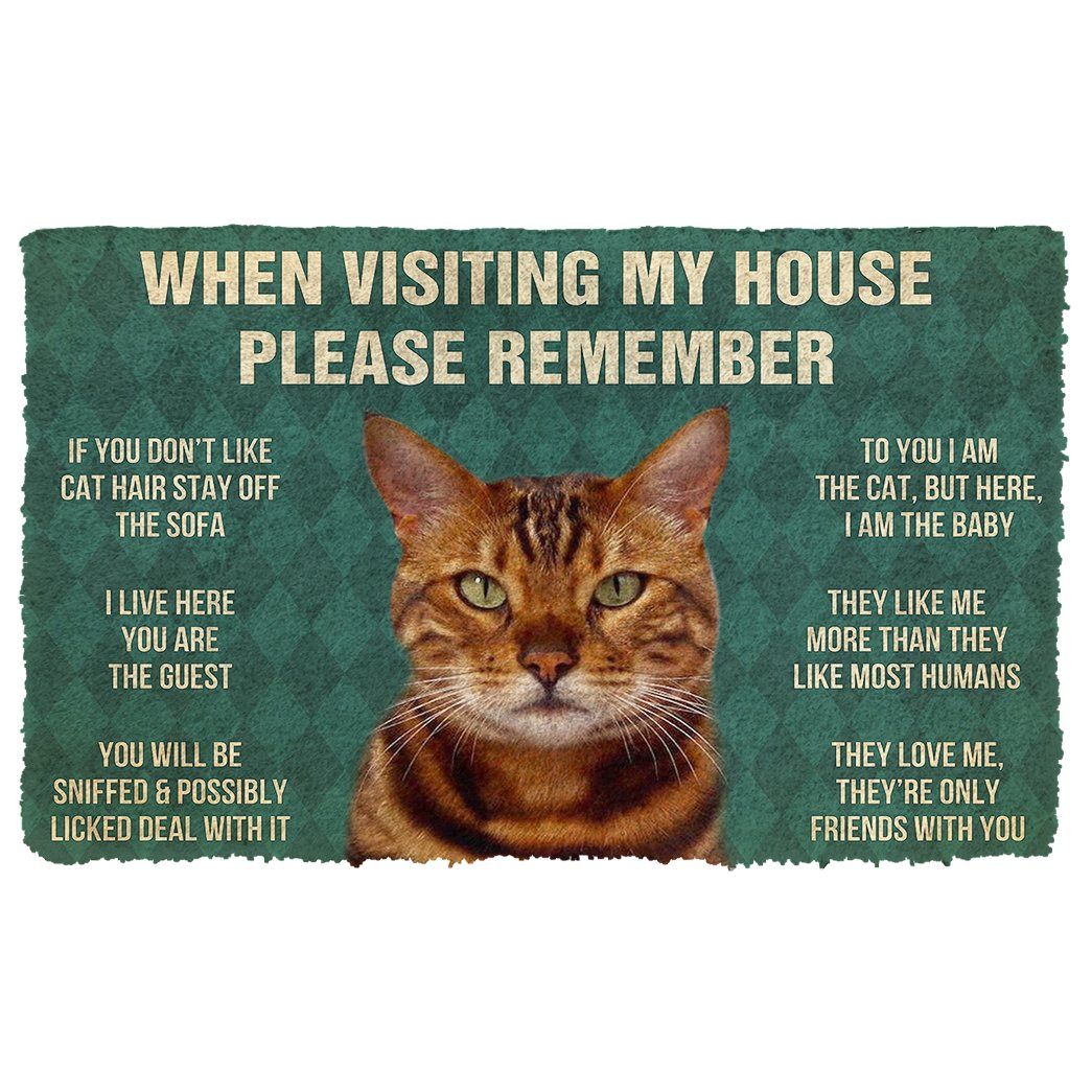 Gearhumans  GearHuman 3D Please Remember Bengal Cat House Rules Doormat