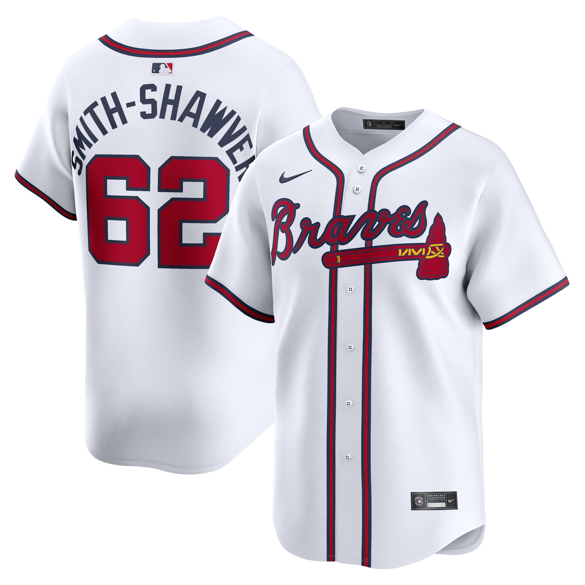 AJ Smith-Shawver Atlanta Braves Home Limited Player Jersey  White