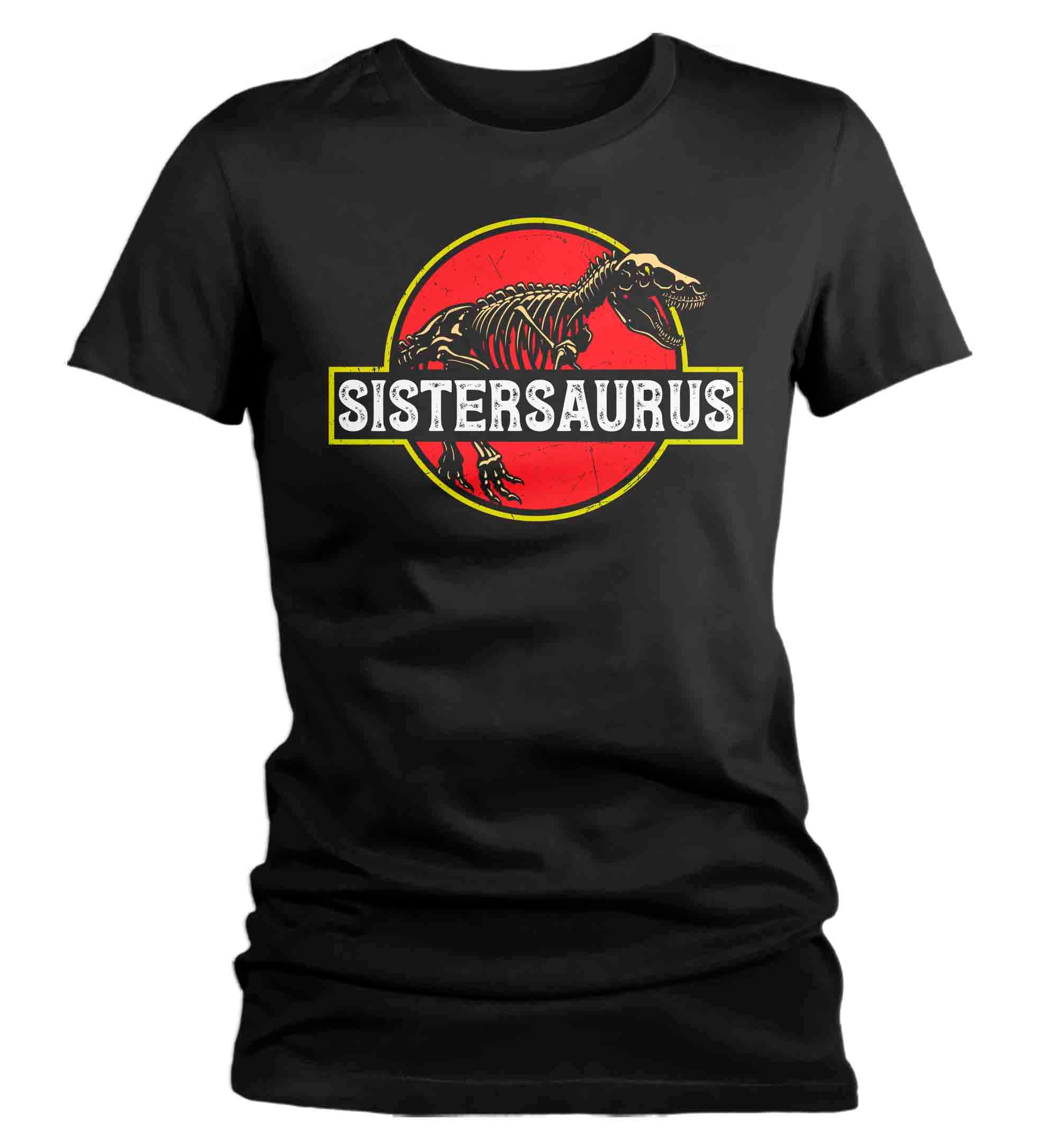 Women’S Sistersaurus Shirt Sis T Shirt T-Rex Dinosaur Family Theme Tshirt Matching Shirts Daughter Gift Graphic Tee Girl’S Ladies