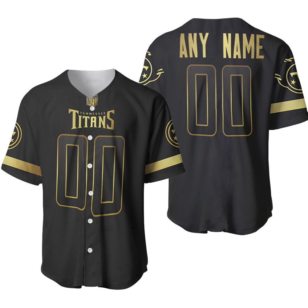 Tennessee Titans NFL America Football Team Logo Black Golden Brandedition 3D Designed Allover Custom Gift For Titans Fans Baseball Jersey