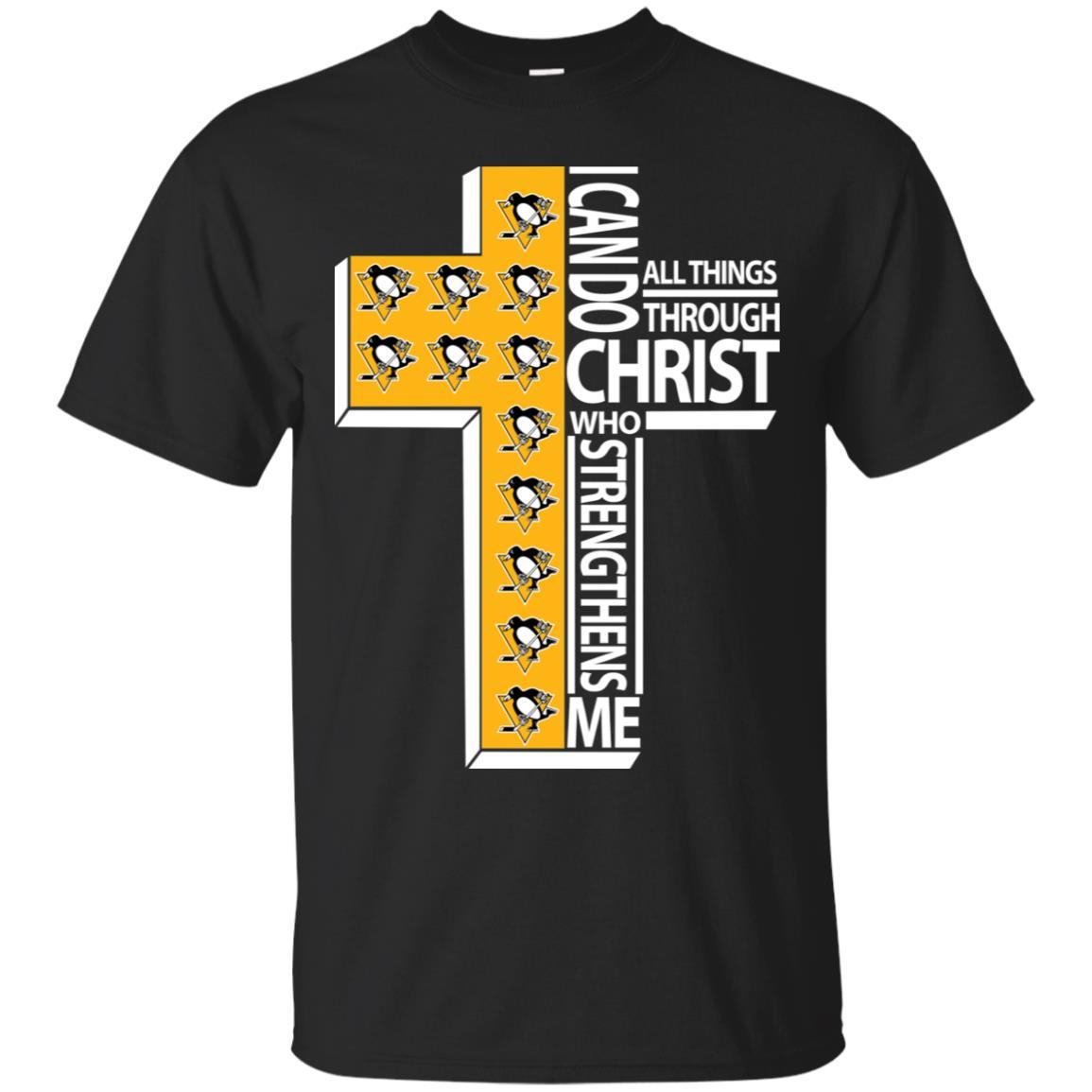 Gorgeous I Can Do All Things Through Christ Pittsburgh Penguins T Shirts