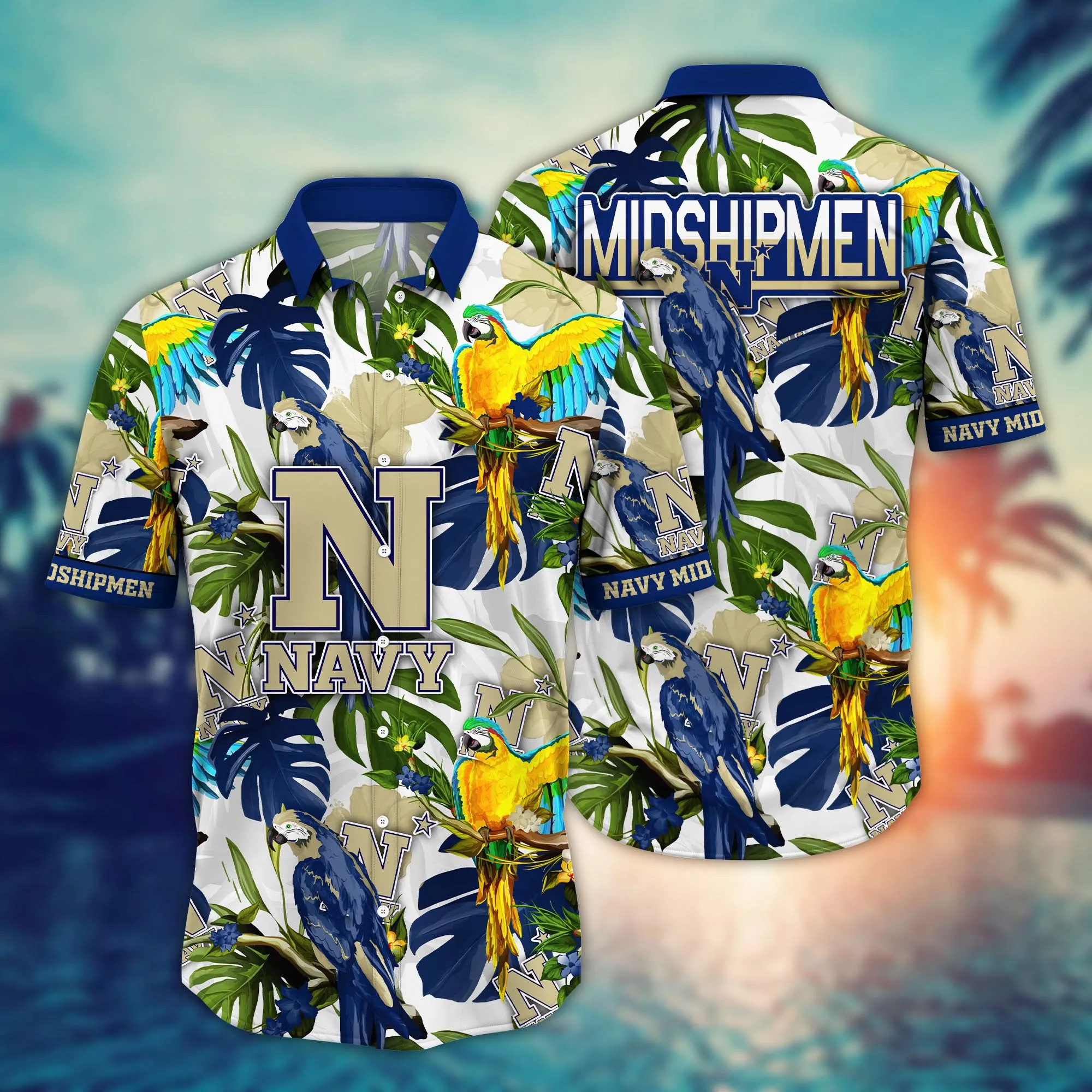 Navy Midshipmen NCCA Hawaiian Shirt Sun-Soakedtime Aloha Shirt