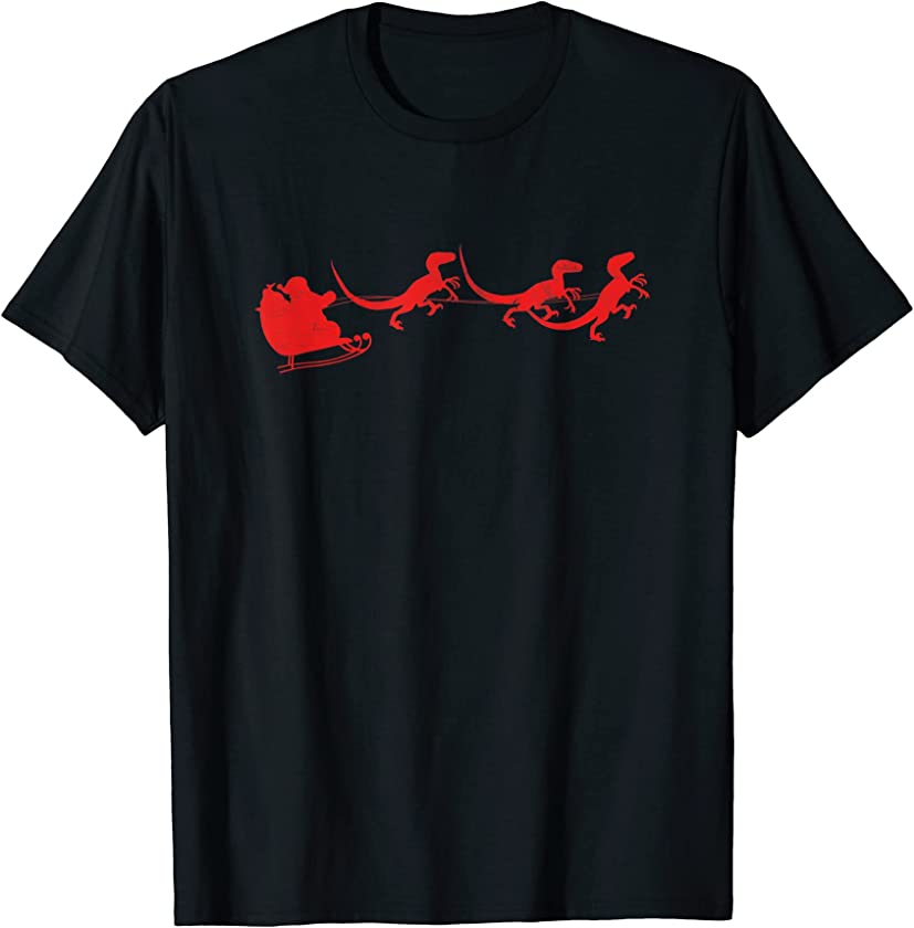 Velociraptor Christmas Dinosaur Santa Claus Holiday Outfit T-Shirt