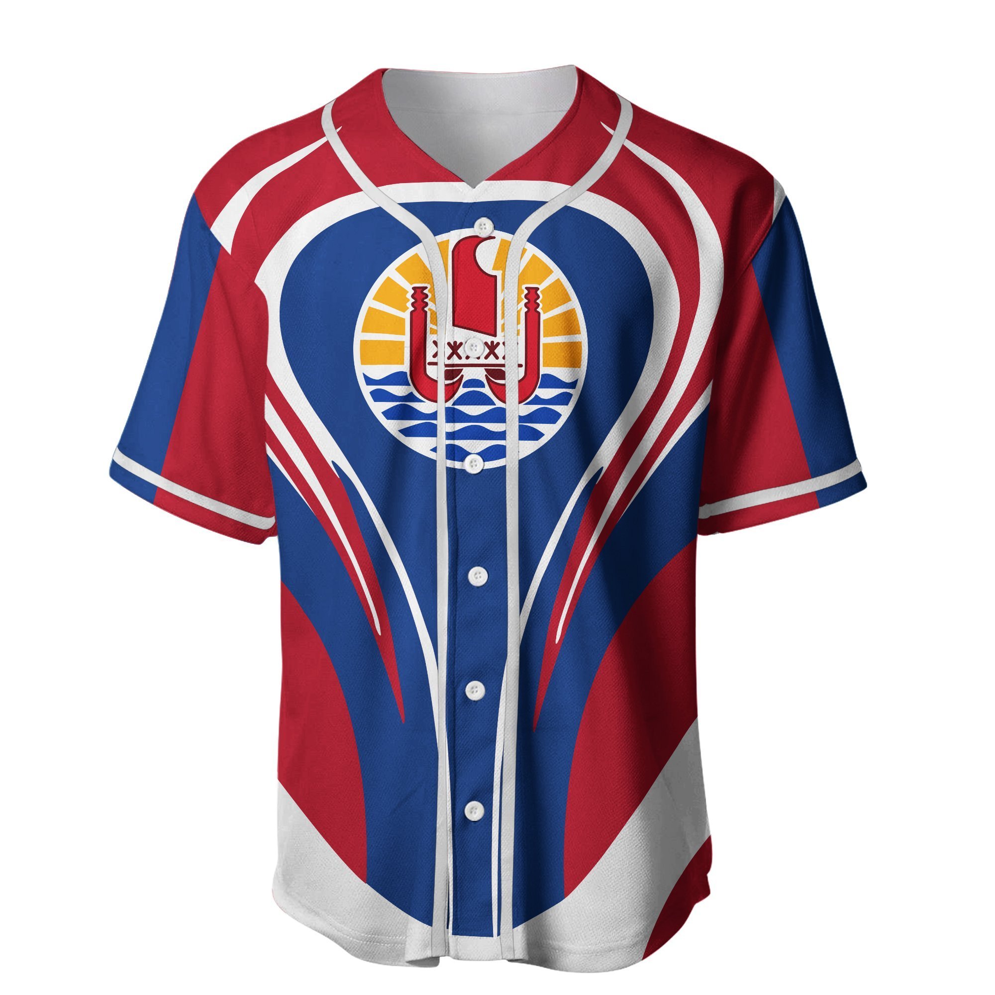 Tahiti Flag Hoodie Cannon Style Baseball Jersey Shirt