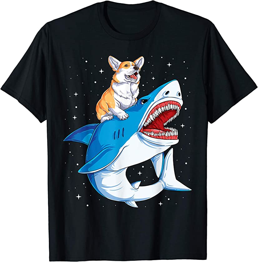 Corgi Shark T shirt Kids Boys Men Space Galaxy Jawsome Gifts T-Shirt