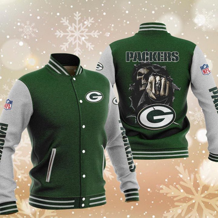 Green Bay Packers Green Grey Hades Boxing Baseball Jacket