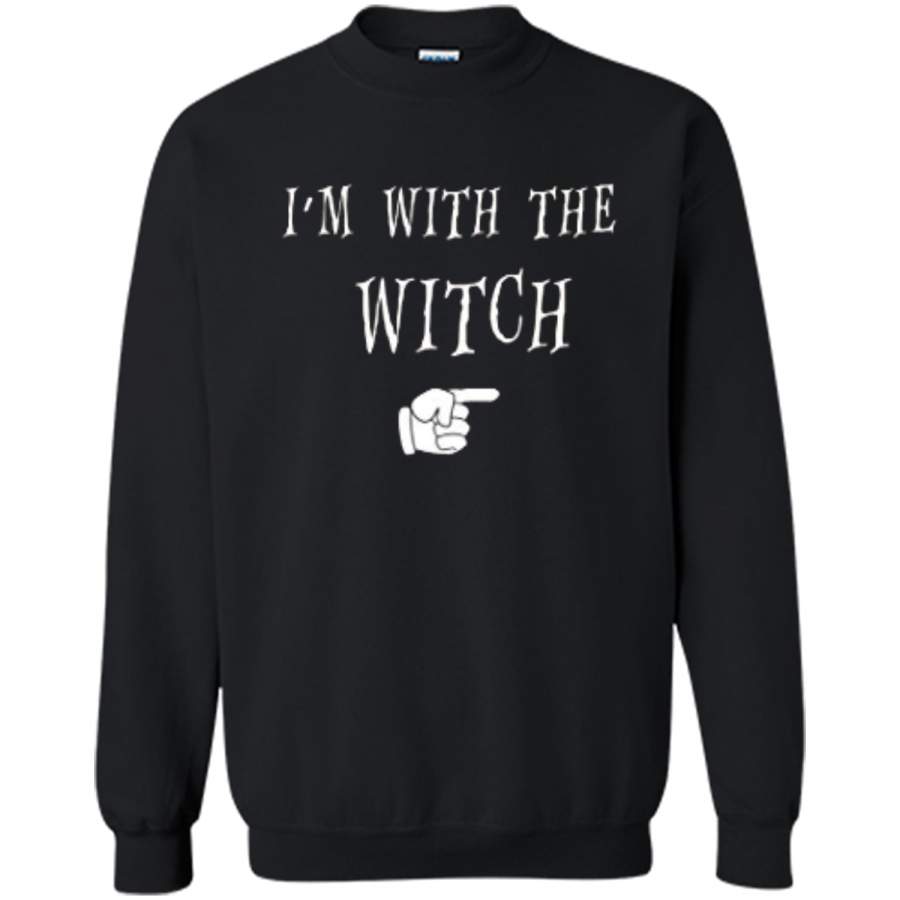 Men’s Halloween Couples Costume I’m With The Witch Printed Crewneck Pullover Sweatshirt