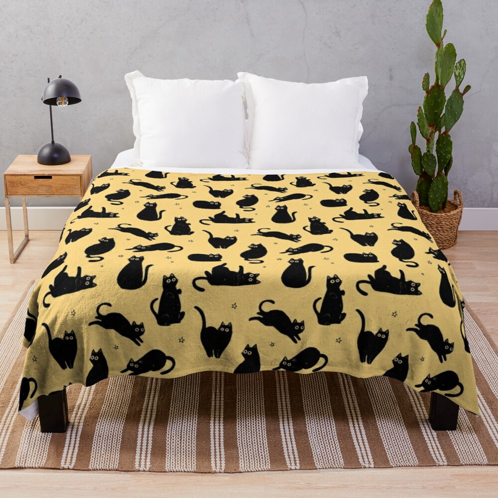 Black Cat Soft Throw Blanket Microplush Warm Blankets Lightweight Tufted Fuzzy Flannel Fleece Throws Blanket for Bed Sofa Couch alx