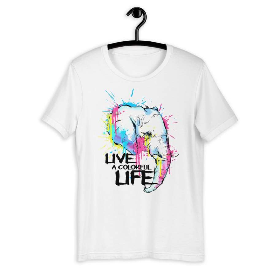 Live A Color Life, Elephant Graphic, Short-Sleeve Unisex T-Shirt