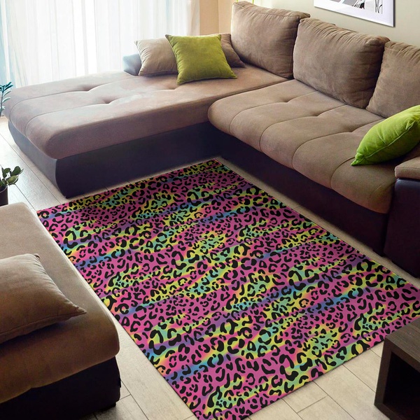 Trippy Psychedelic Leopard Print Area Rug