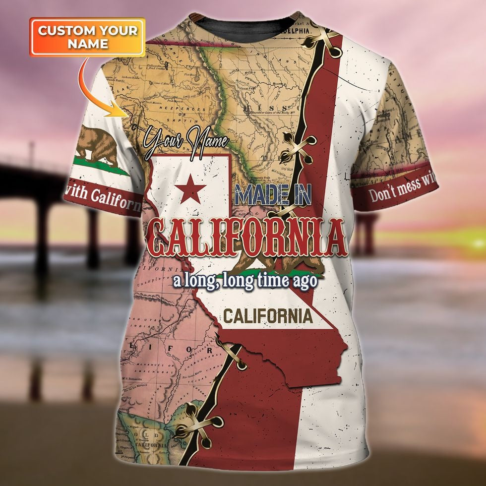 Customized 3D All Over Printed California Tshirt, California Map Shirts, California Shirt