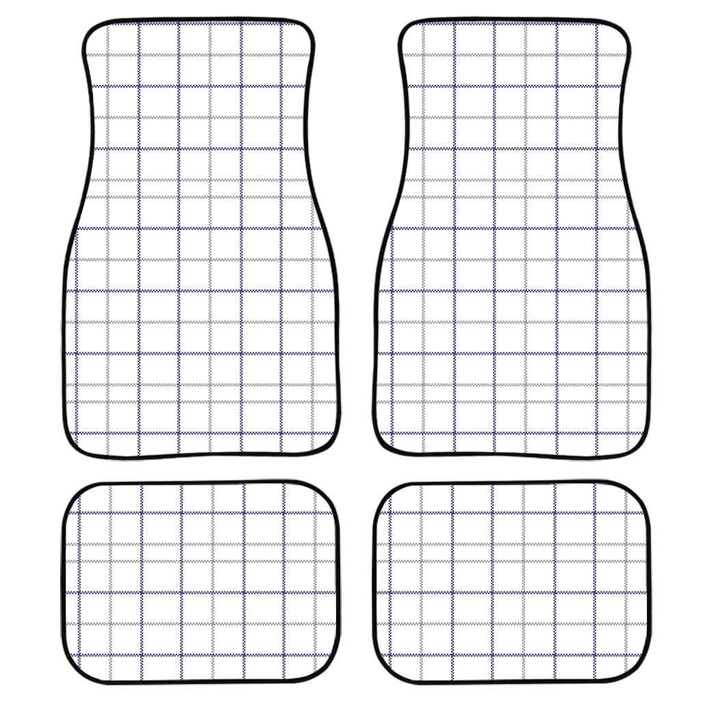 White Grey And Purple Tattersall Print Front And Back Car Floor Mats, Front Car Mat