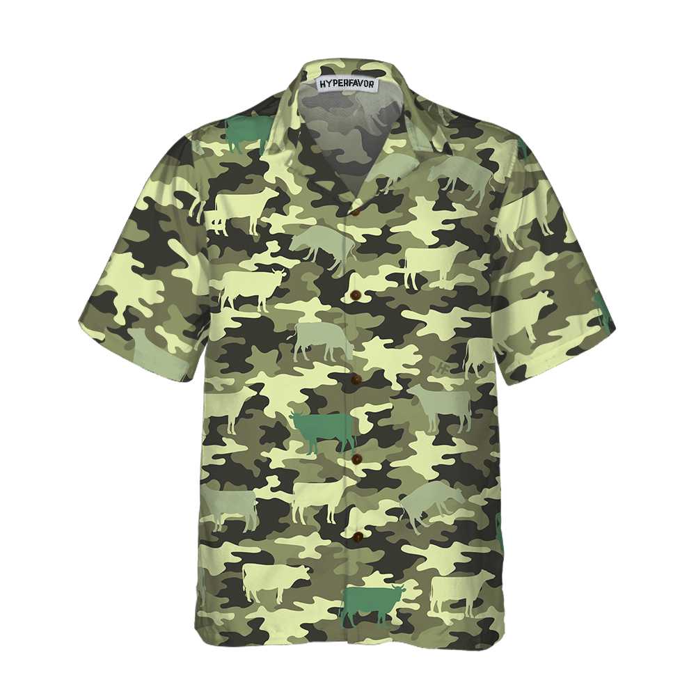 Camouflage Cow Hawaii Shirt For Men Funny Print Ha23369