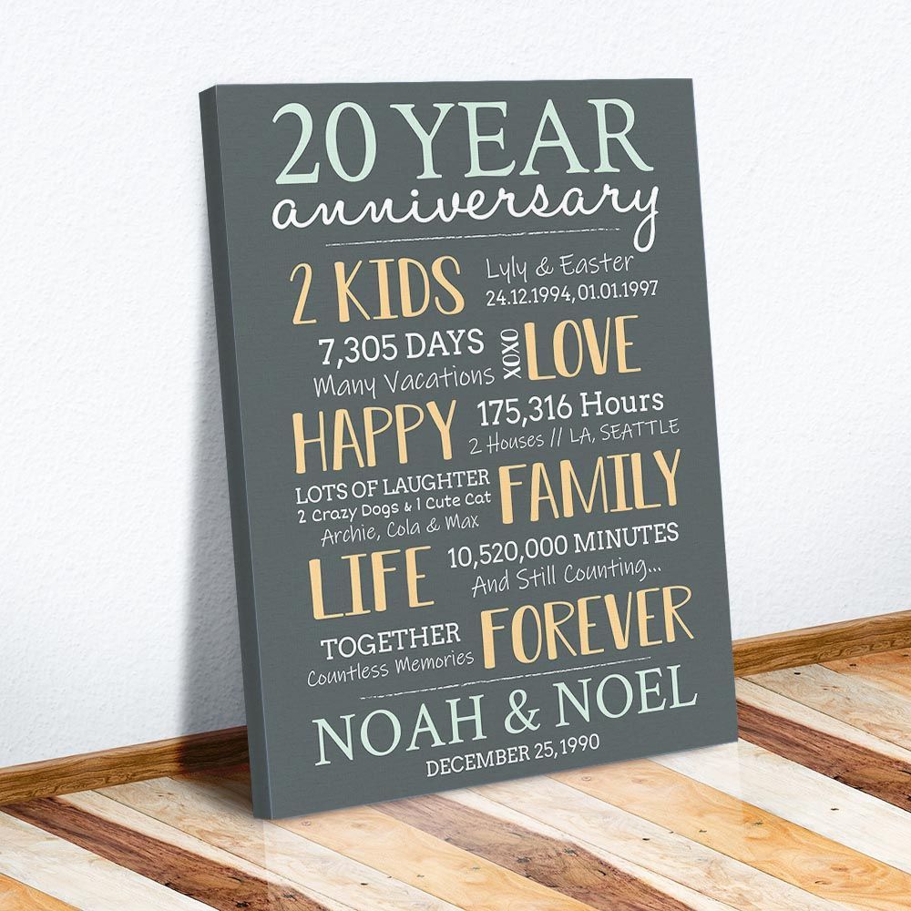 20 Year Anniversary Custom Canvas Print