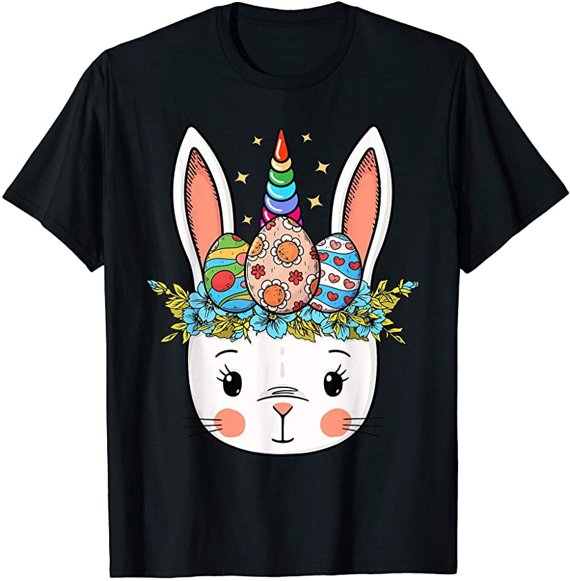 Cute Bunny Unicorn Face Bunny Lover Unicorn Lover Easter Day T-Shirt